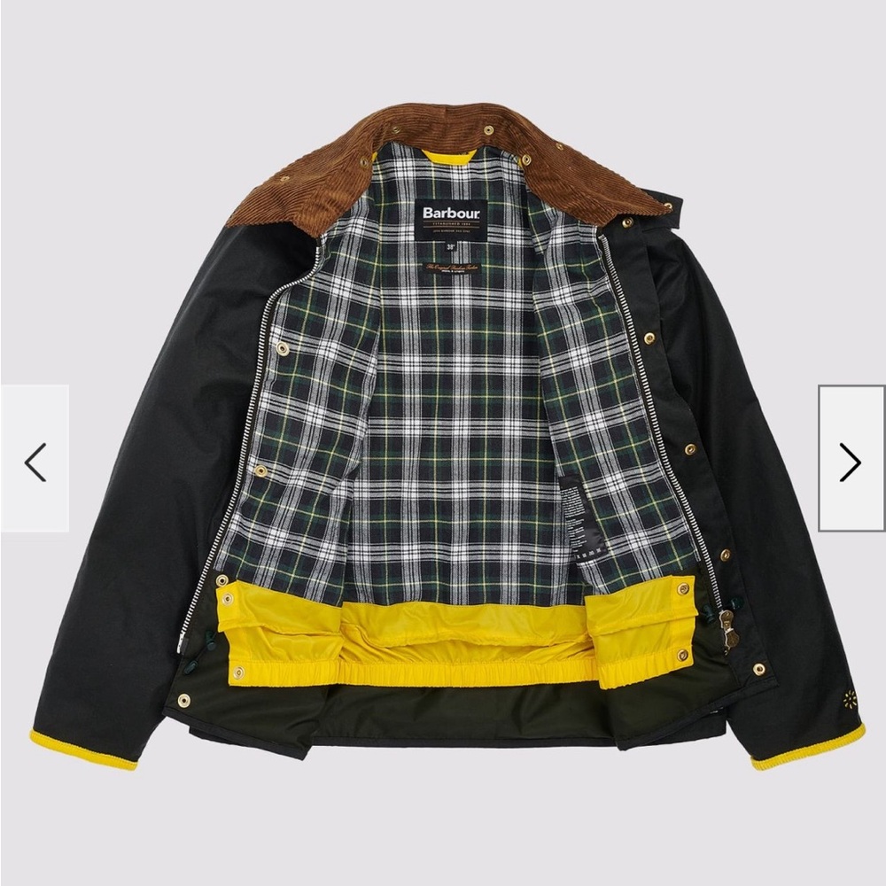 NWT BARBOUR X FLOWER MOUNTAIN Jacket in Black & Yellow - Picture 5 of 12